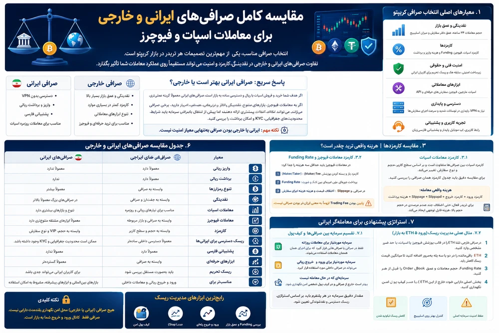 مقایسه صرافی‌های ایرانی و خارجی در 2026